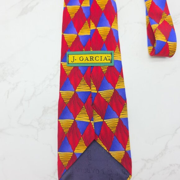 Jerry Garcia Tie Mens Silk Geometric Diamond Stonehenge Hand Sewn Made in USA - Picture 2 of 6